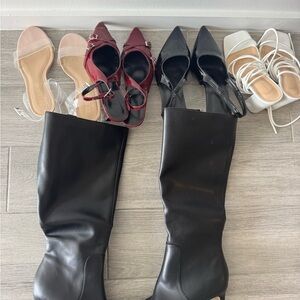 Black Leather Knee-High Boots